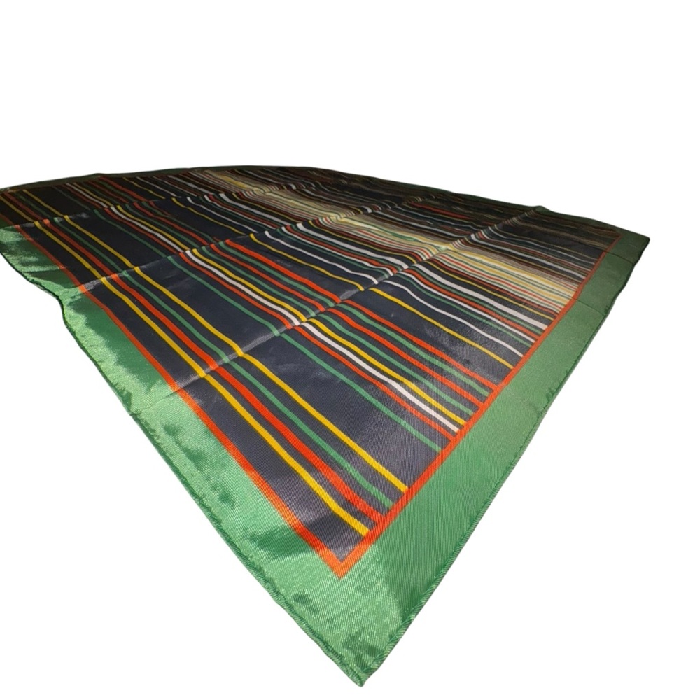 🔴 5 for $40 SALE! 
Vintage Brown & Green’s Striped Polyester Square Scarf - Picture 11 of 11